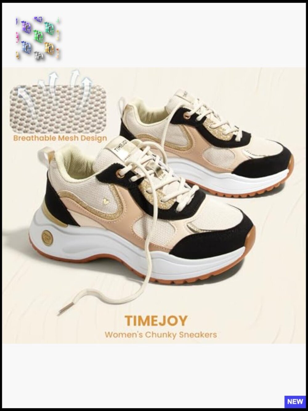 Chunky Platform Sneakers Retro Tennis Shoes Non-Slip Lace-Up Cushion Walking - Picture 4 of 7